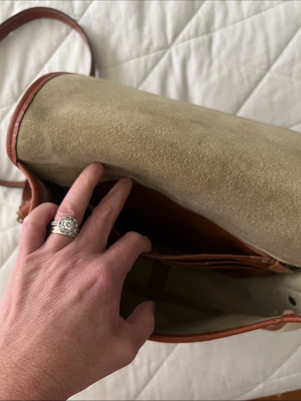 DOONEY & BOURKE Vintage 90's Cavalry Trooper Bag ivory / brown - Picture 16 of 16